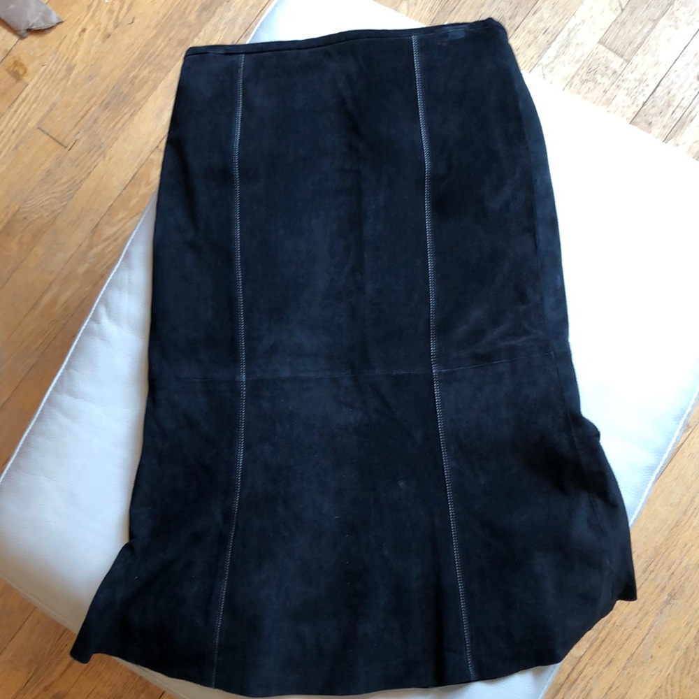 Yansi Fugel black suede midi skirt